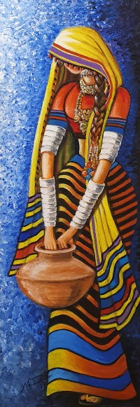 Naish Rafi, 12 x 36 Inch, Acrylic on Canvas, Figurative Painting, AC-NHR-006